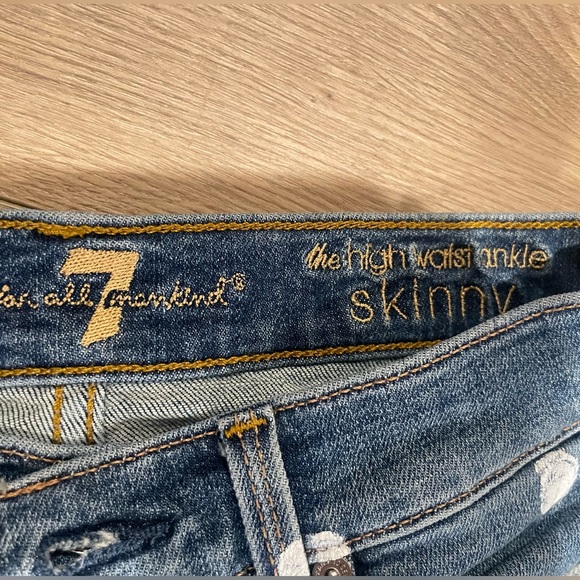 7 For All Mankind Polka Dot High Waist Ankle Skinny Jeans (Size 26) | NWOT - Picture 3 of 6